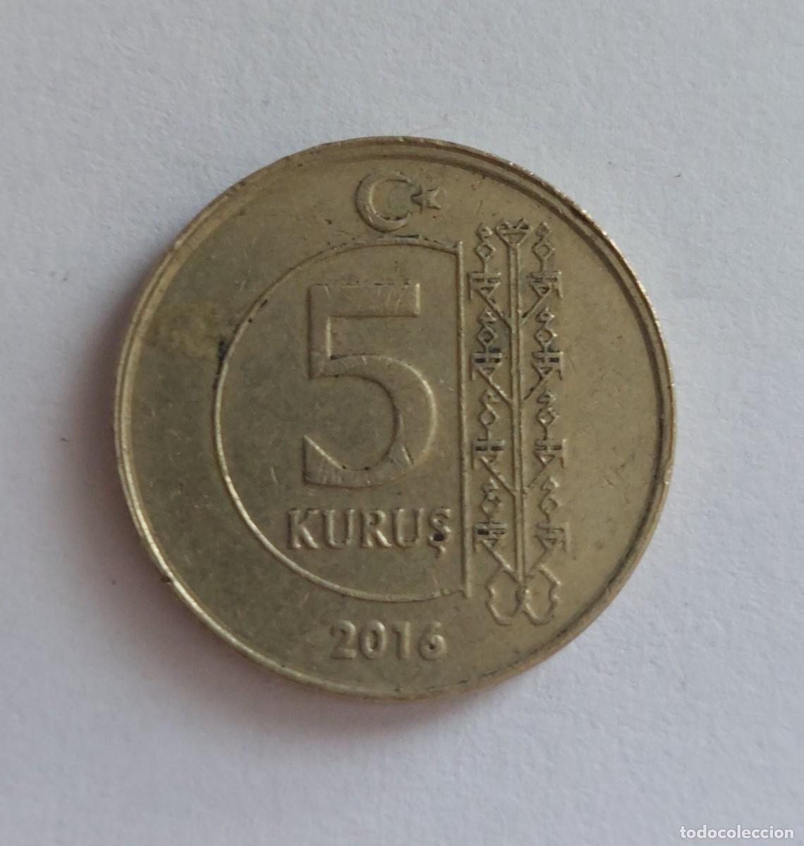 Monedas antiguas de Asia: Turqu&iacute;a. 5 kurus - 2016 - Foto 1