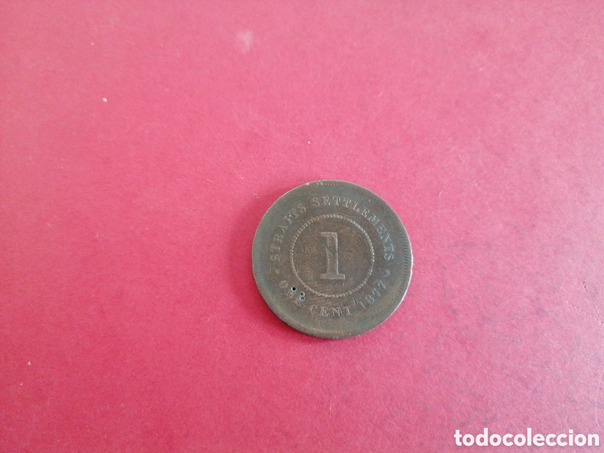 Monedas antiguas de Asia: 1 cent Straits settlements 1877 - Foto 2