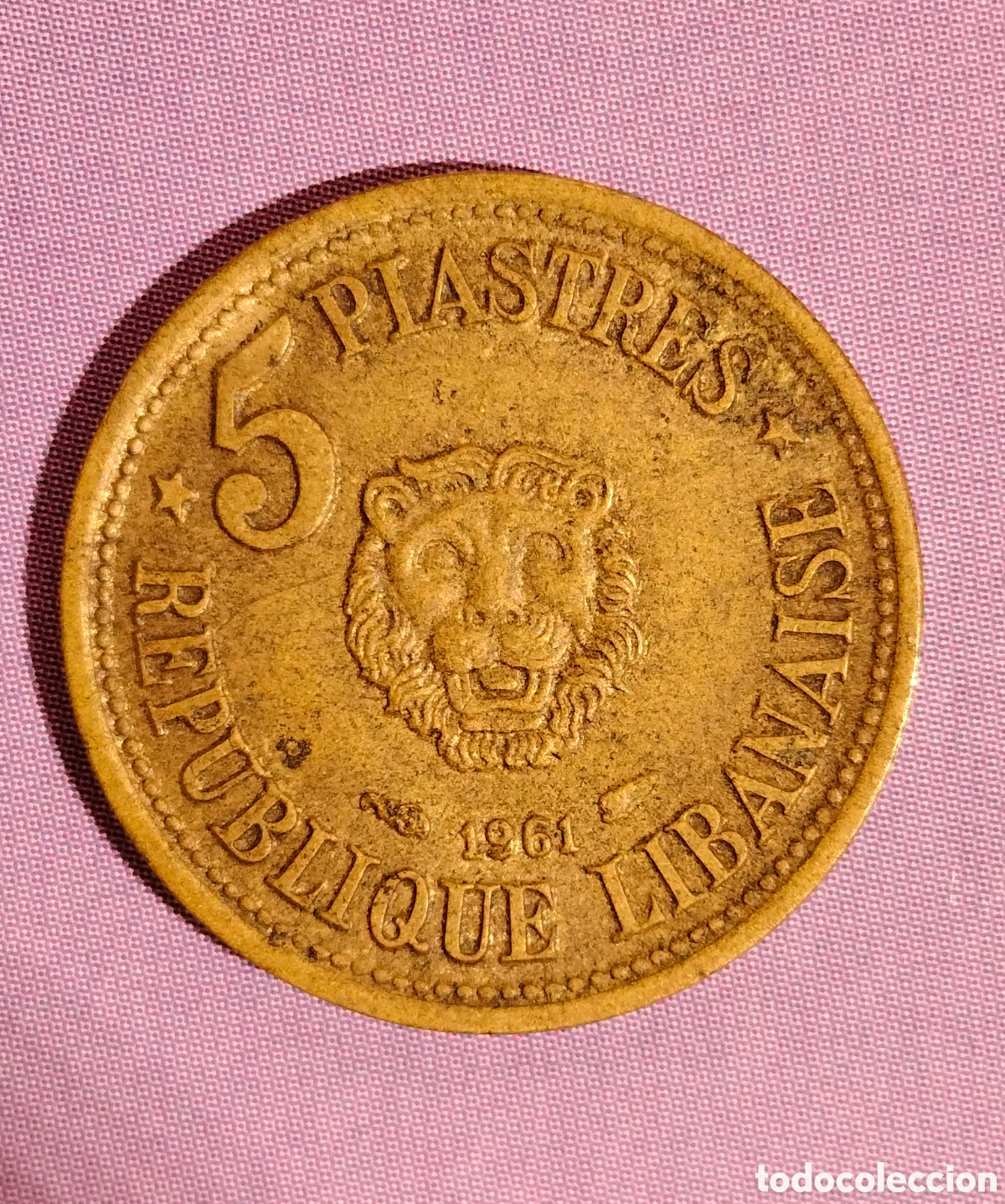 Monedas antiguas de Asia: Moneda 5 Piastres L&iacute;bano 1961 - Foto 3