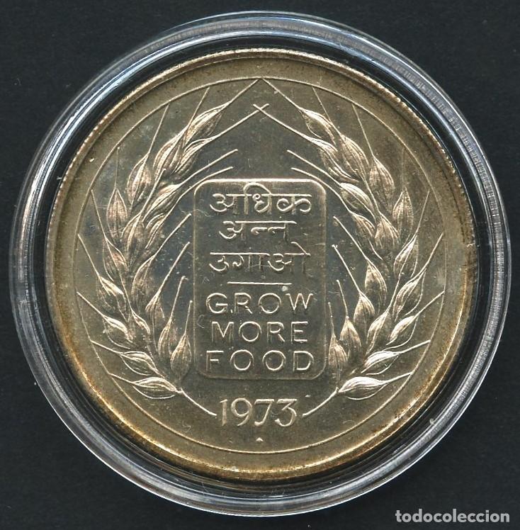 Alte M&uuml;nzen aus Asien: INDIA, MONEDA DE PLATA, GROW MORE FOOD, F.A.O., VALOR: 10 RUPEES, 1973