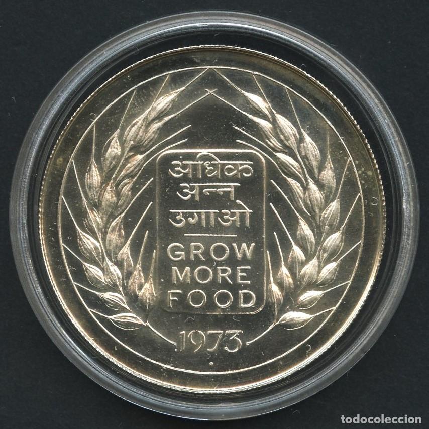 Alte M&uuml;nzen aus Asien: INDIA, MONEDA DE PLATA, GROW MORE FOOD, F.A.O., VALOR: 20 RUPEES, 1973