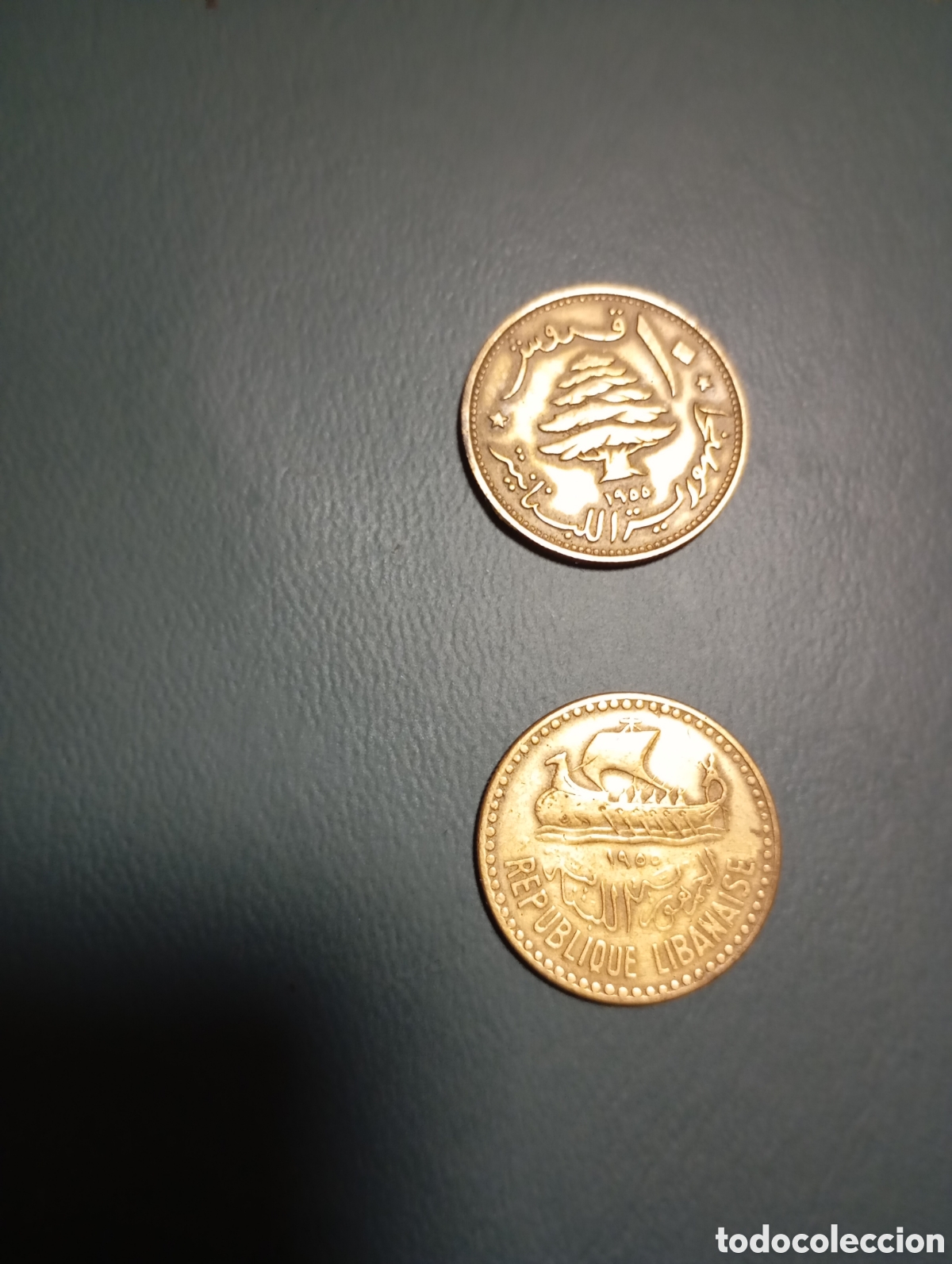 Monedas antiguas de Asia: 2 monedas de 10 piastras libanesas - Foto 2
