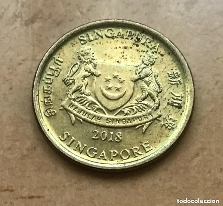 Monedas antiguas de Asia: 5 centavos de Singapur. A&ntilde;o 2018 - Foto 2