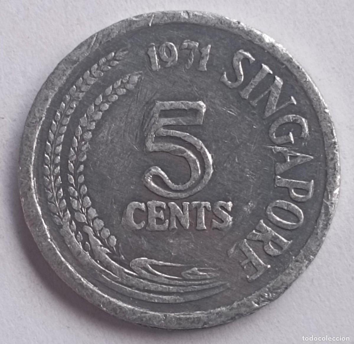 Monedas antiguas de Asia: Moneda de Singapur 5 c&eacute;ntimos de 1971 - Foto 1
