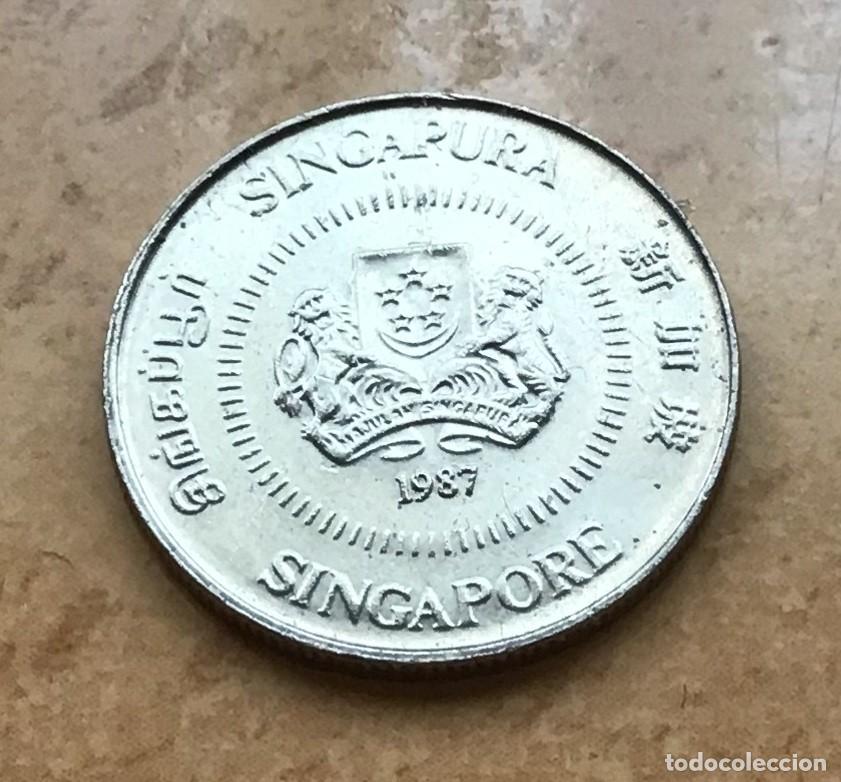 Monedas antiguas de Asia: 10 centavos de Singapur. A&ntilde;o 1987 - Foto 2