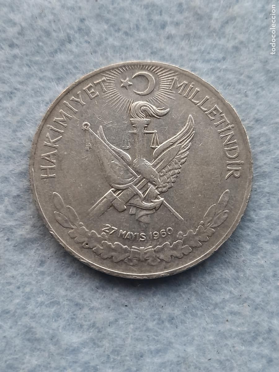 Monete antiche di Asia: Turqu&iacute;a. 10 Liras. A&ntilde;o 1960. Plata.