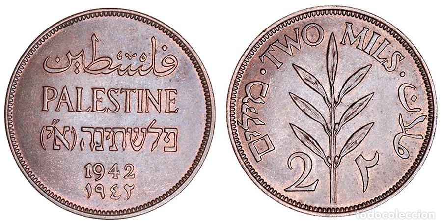 Moedas antigas da &Aacute;sia: PALESTINA - 2 MILS - 1942 - COBRE - E.B.C++