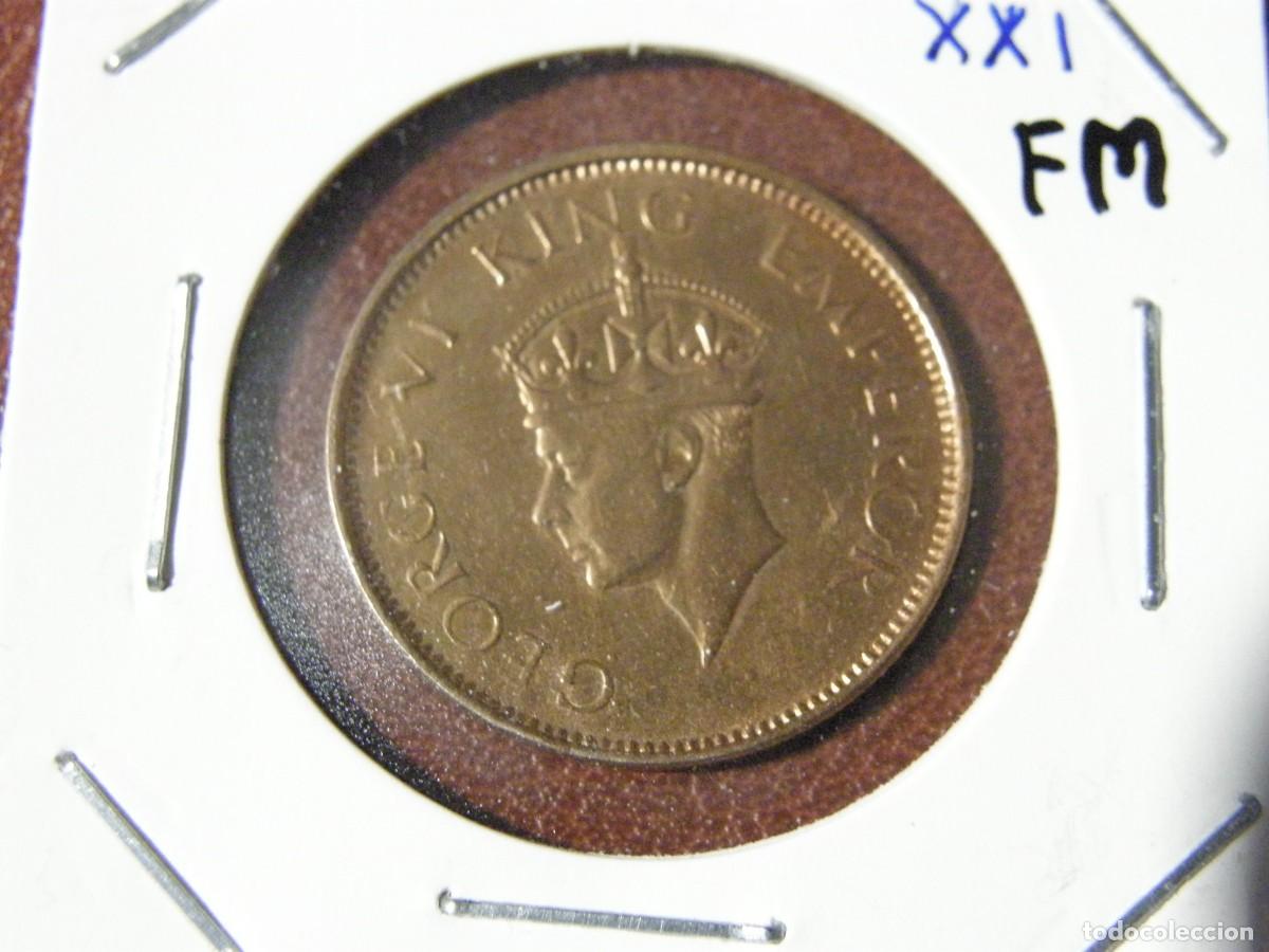 Moedas antigas da &Aacute;sia: Moneda de 1/4 Anna de India Brit&aacute;nica 1942 - George VI
