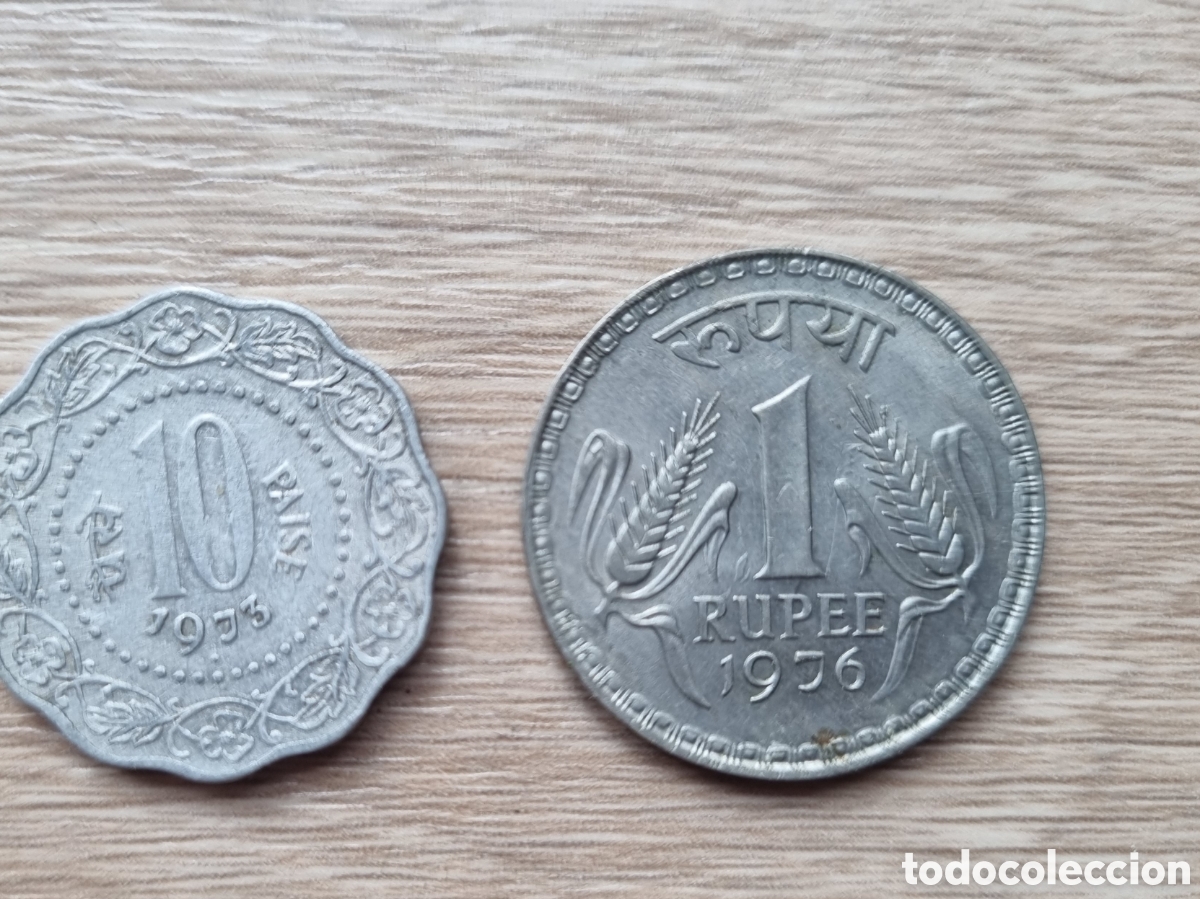 Monedas antiguas de Asia: Monedas India. 1973 y 1976. - Foto 2