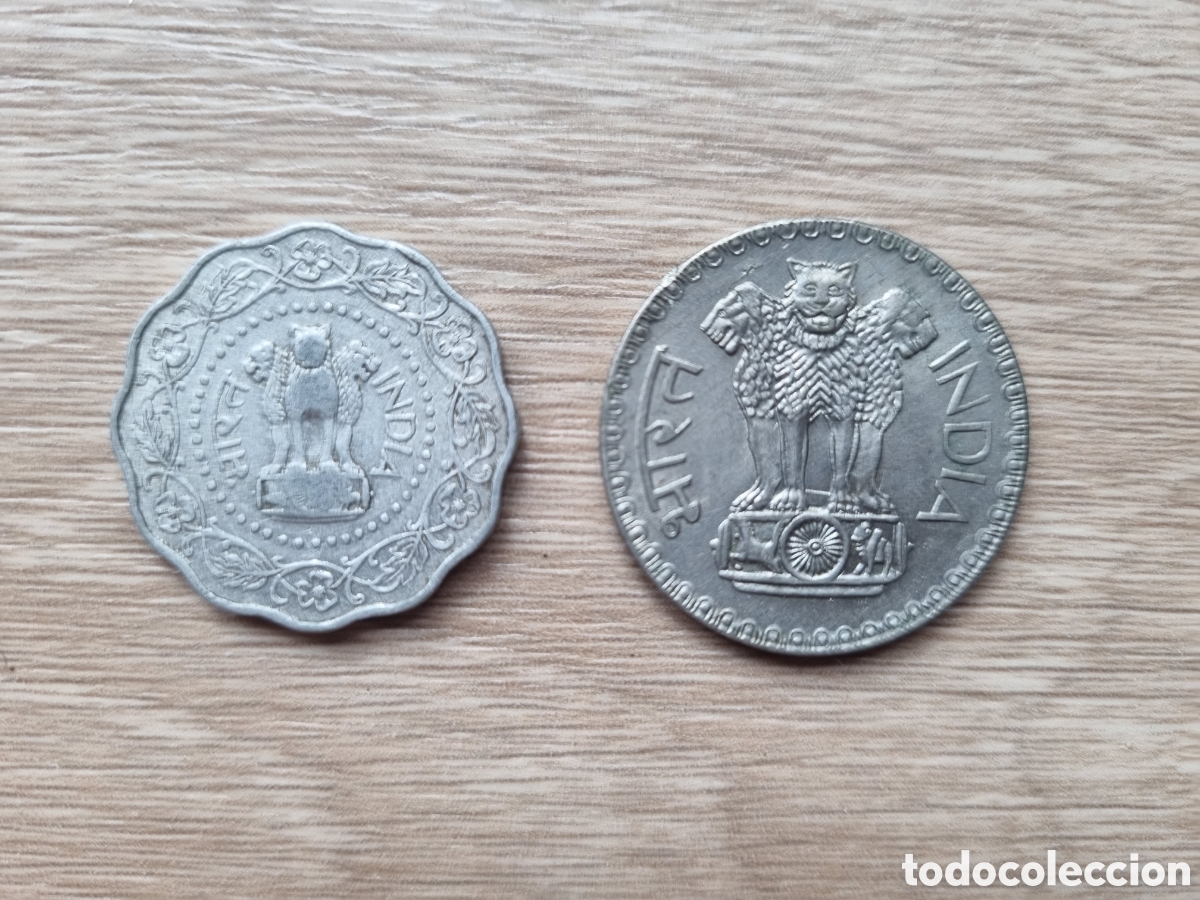 Monedas antiguas de Asia: Monedas India. 1973 y 1976. - Foto 1