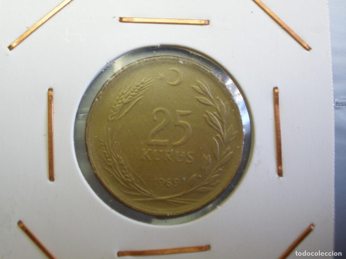 Moedas antigas da &Aacute;sia: TURQUIA 25 KURUS A&Ntilde;O 1969 material ligero
