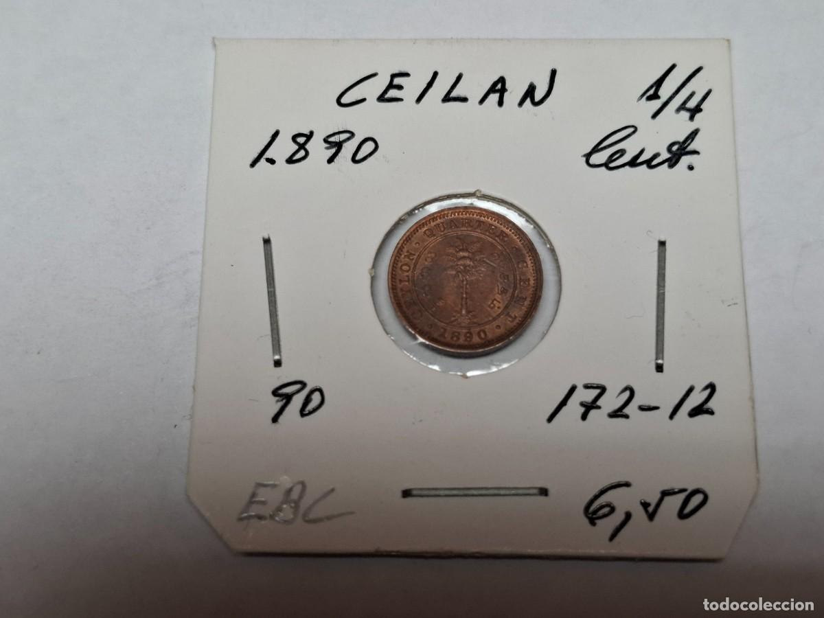 Monedas antiguas de Asia: 1/4 CENTIMO de 1890 KM 90 CEILAN en EBC - Foto 1