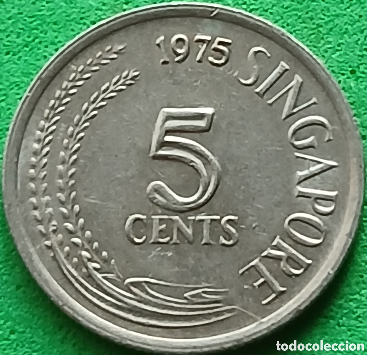 Monedas antiguas de Asia: Singapur 5 cents 1975 km#2 ESCASA