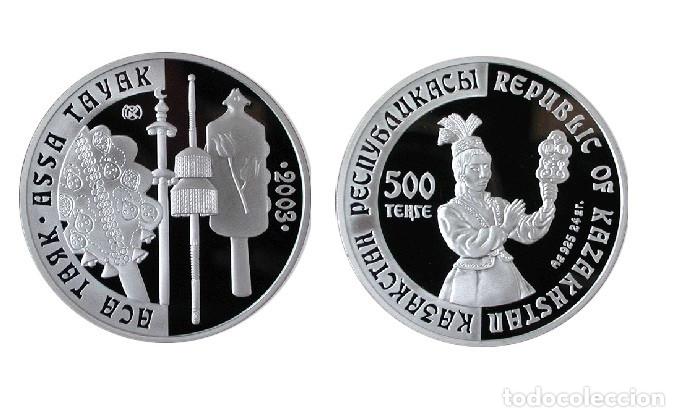 Monedas antiguas de Asia: KAZAJISTAN 500 Tenge plata 2003 Assa Tayak - Instrumento Musical KAZAKHASTAN