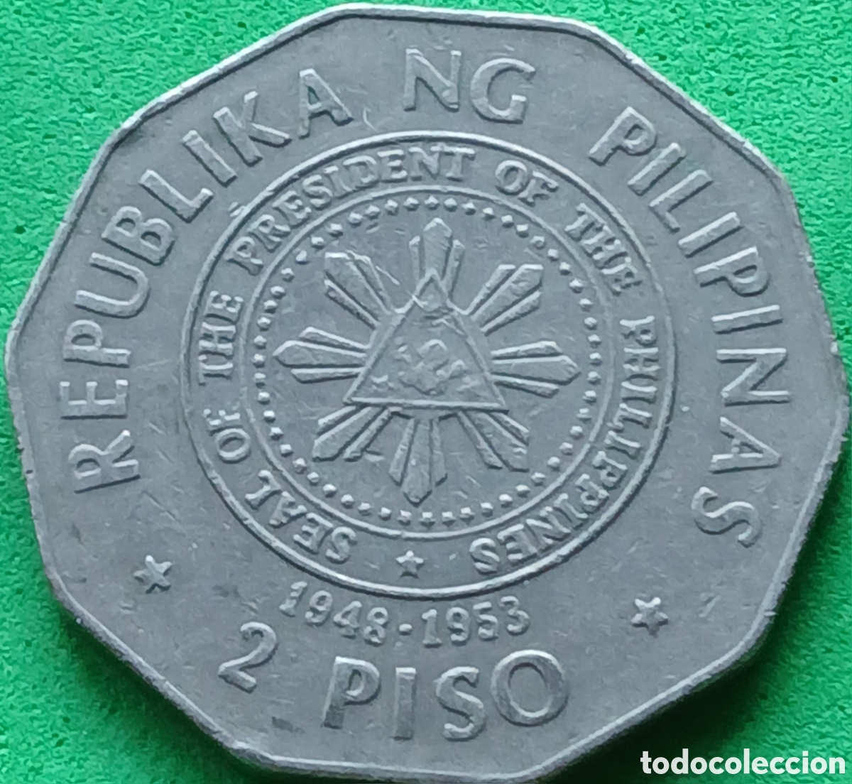 Monedas antiguas de Asia: Filipinas 2 pesos 1990 km#253 Elpidio Rivera Quirino / poco com&uacute;n