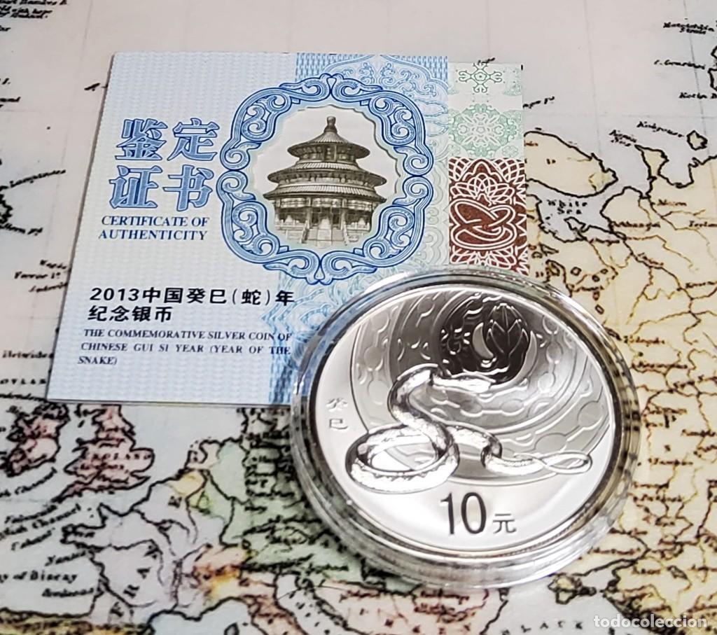 Monedas antiguas de Asia: 10 YUAN de PLATA DE 2015.A&Ntilde;O DE LA SERPIENTE.1 ONZA DE PLATA PURA DE LEY 9999.PROOF.