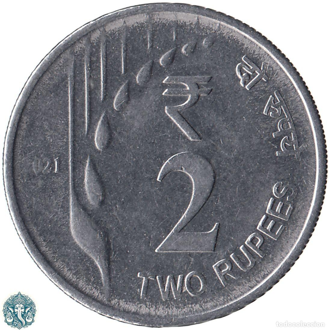 Monedas antiguas de Asia: INDIA 2 Rupias 2021 Ceca &diams; Bombay Espiga de Trigo KM#512