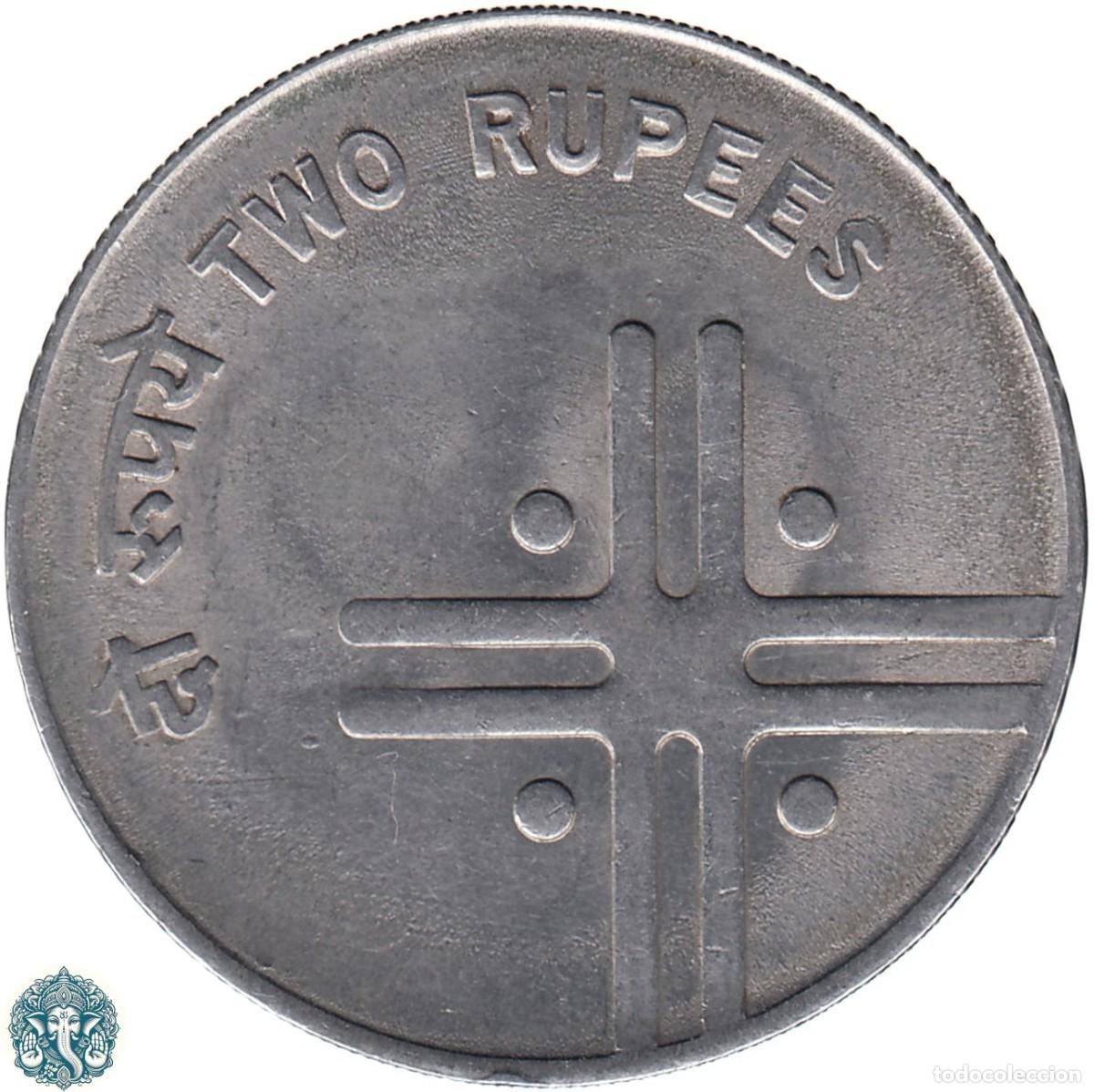 Monedas antiguas de Asia: INDIA 2 Rupias 2007 Ceca ☆ Hyderabad Unidad en la diversidad KM#326 Alineaci&oacute;n &uarr;&uarr;