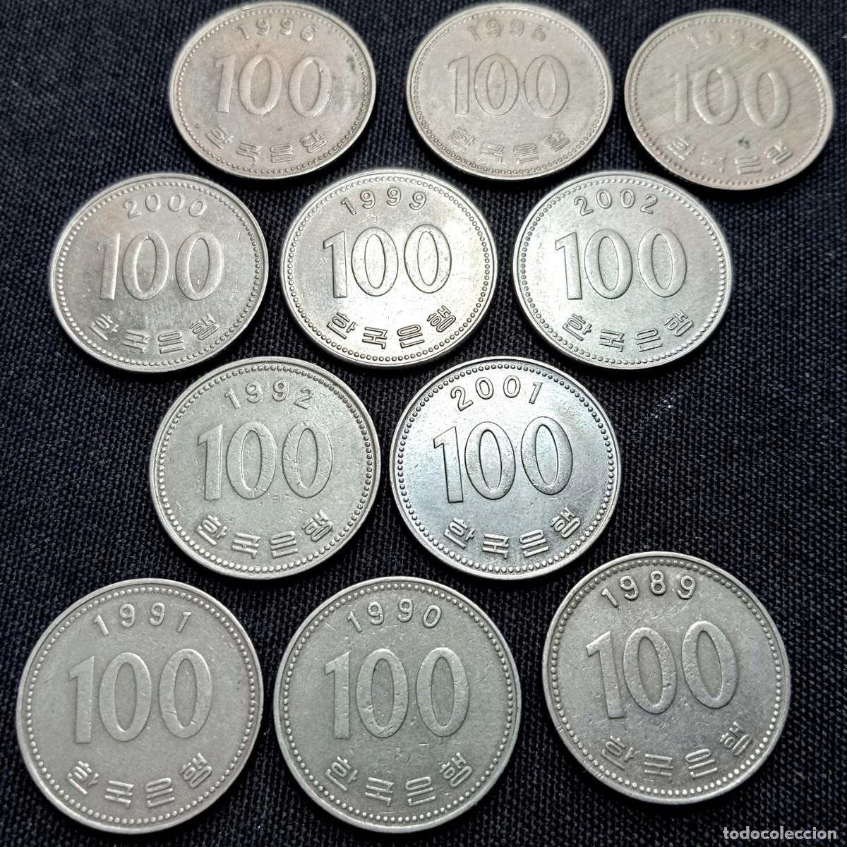 Monedas antiguas de Asia: ⚜️ K02 108. Corea del Sur. Lote de 11 monedas diferentes desde 1989. 59 g