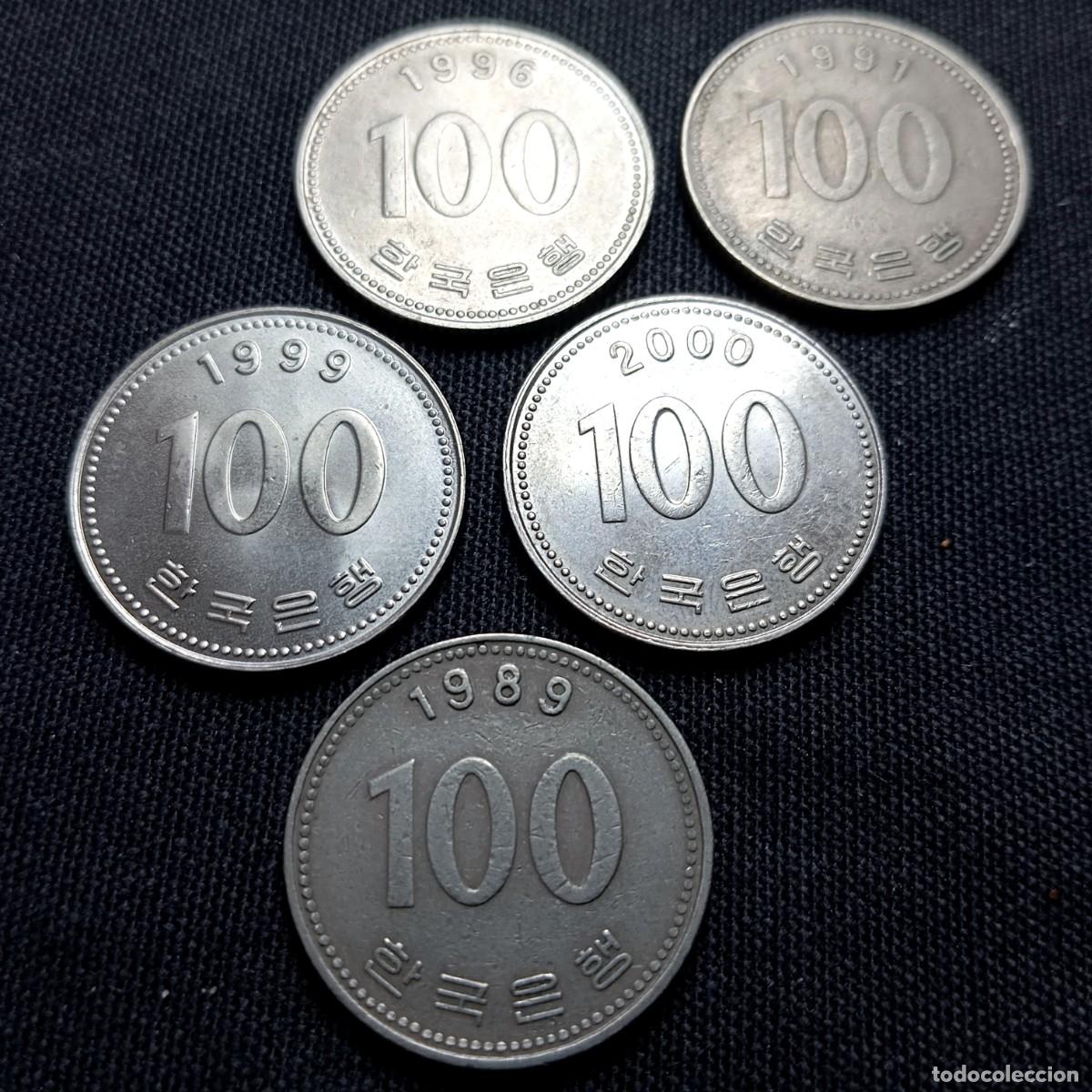 Monedas antiguas de Asia: ⚜️ K02 107. Corea del Sur. Lote de 5 monedas diferentes desde 1989. 27 g