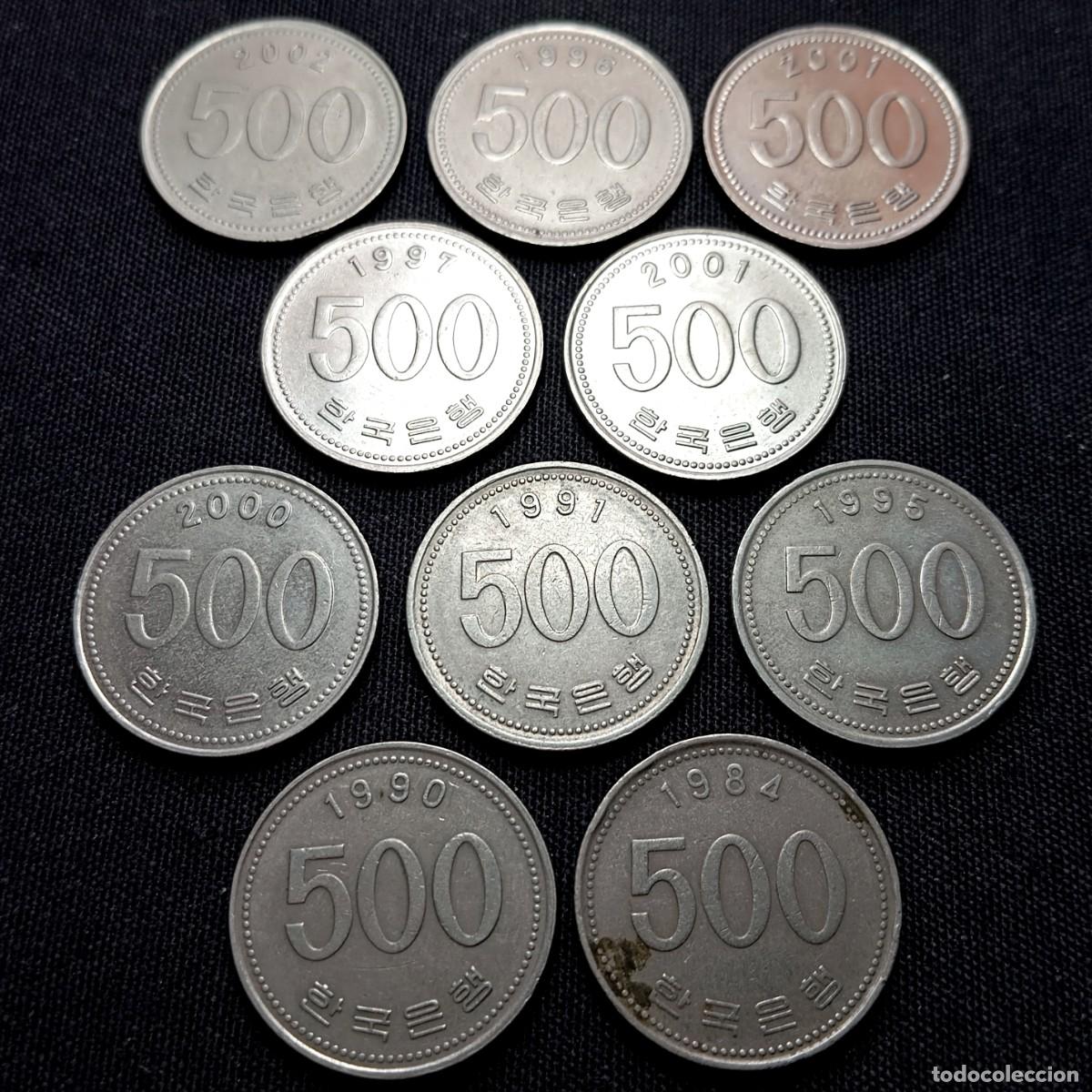 Monedas antiguas de Asia: ⚜️ K02 106. Corea del Sur. Lote de 10 monedas desde 1984. 77 g