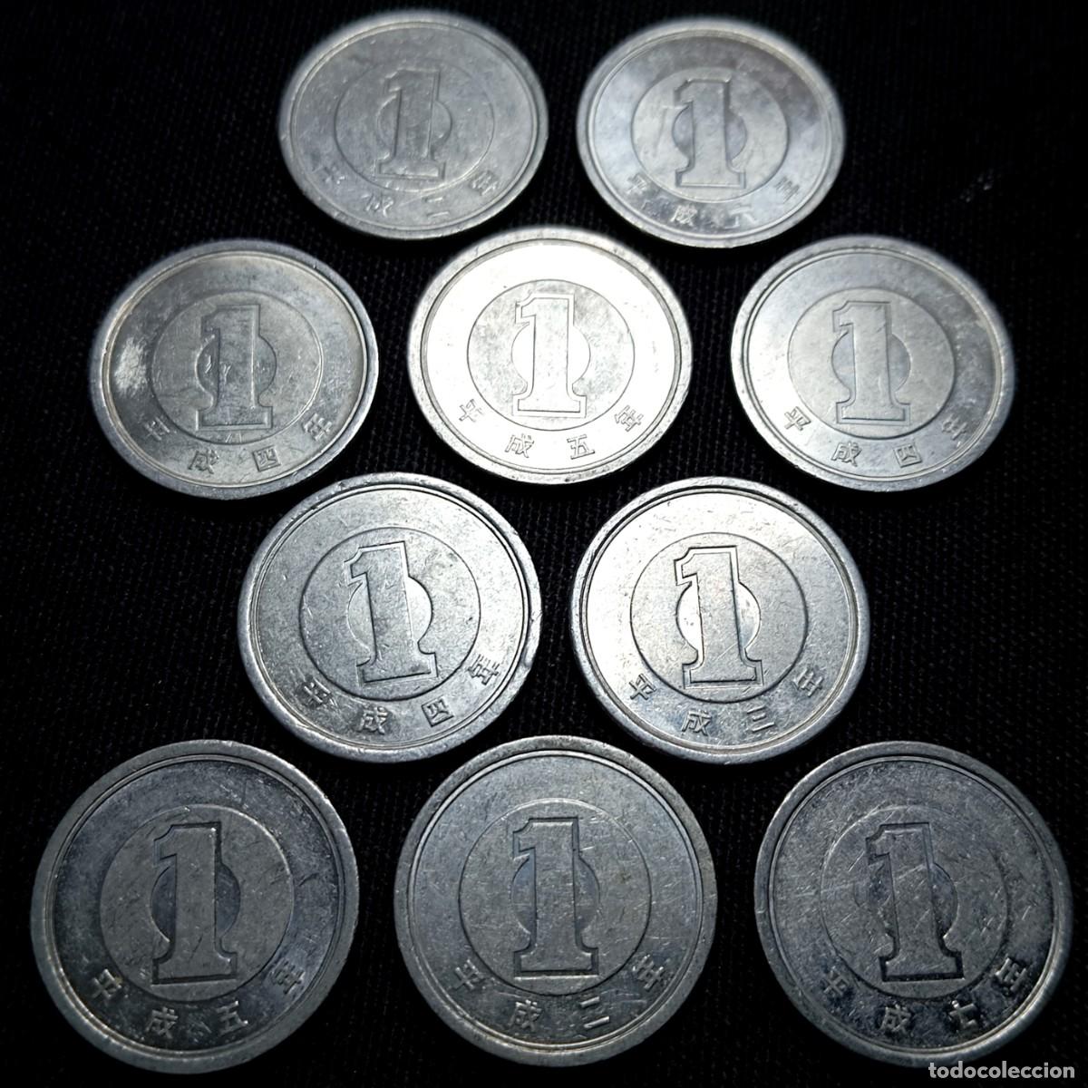 Monedas antiguas de Asia: ⚜️ K02 103. Jap&oacute;n. Era Heisi. Lote de 10 monedas desde 1990