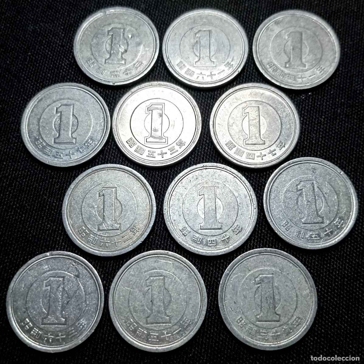 Monedas antiguas de Asia: ⚜️ K02 102. Jap&oacute;n. Era Shōwa. Lote de 12 monedas diferentes desde 1964
