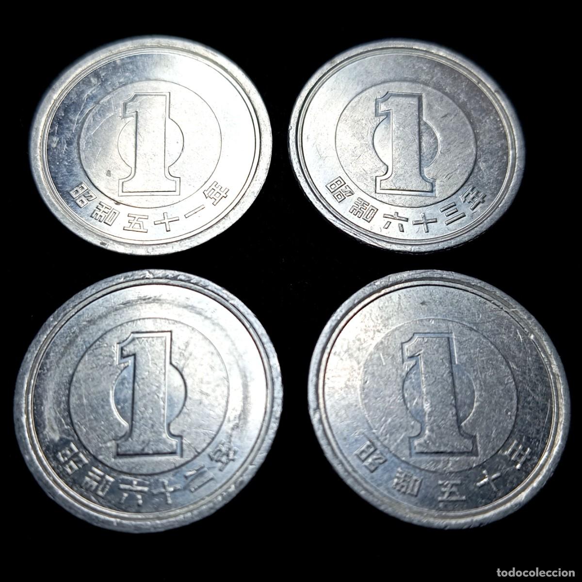 Monedas antiguas de Asia: ⚜️ K02 101. Jap&oacute;n. Era Shōwa. Lote de 4 monedas diferentes desde 1975