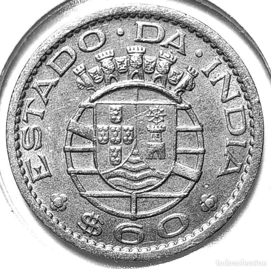 Monedas antiguas de Asia: INDIA PORTUGUESA (1958-1961) - ESCUDO - 60 CENTAVOS 1958 - 3,50 GR. CUPRONIQUEL - DIAMETRO 20 mm