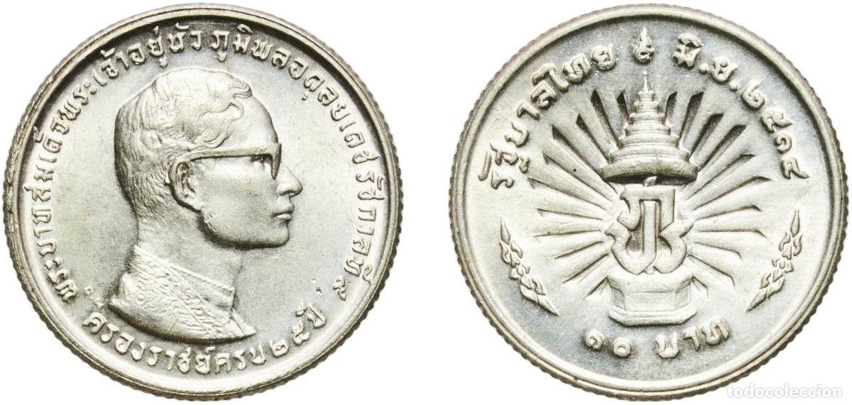 Monedas antiguas de Asia: Thailand Kingdom 2514 (1971) 10 Baht - Rama IX (Reign) Silver (.800) (2000000) 5.06g UNC Y 92