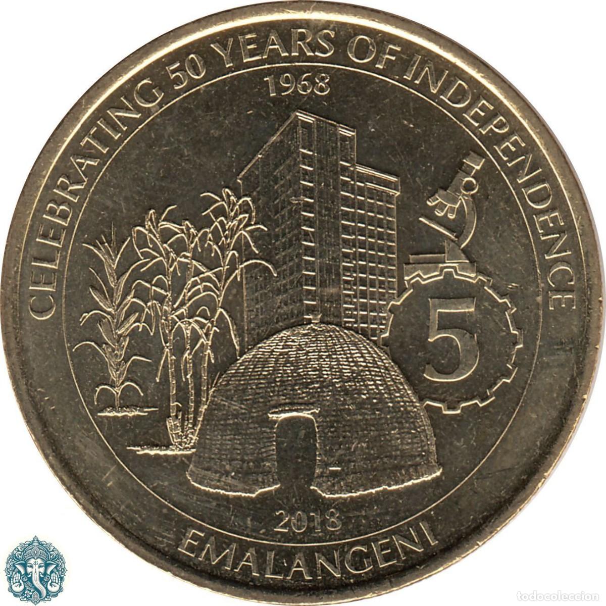 Monedas antiguas de Asia: SWAZILAND 5 Emalangeni 2018 Mswati III Independencia KM#73 ESWATINI ESUATINI SUAZILANDIA SWAZILANDIA