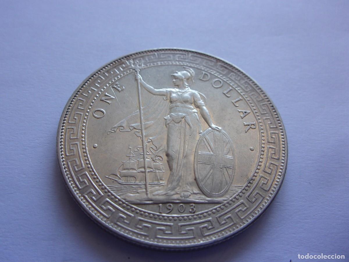 Monedas antiguas de Asia: Gran Breta&ntilde;a Bombay British Trade dollar de plata 1903 B 8dz28
