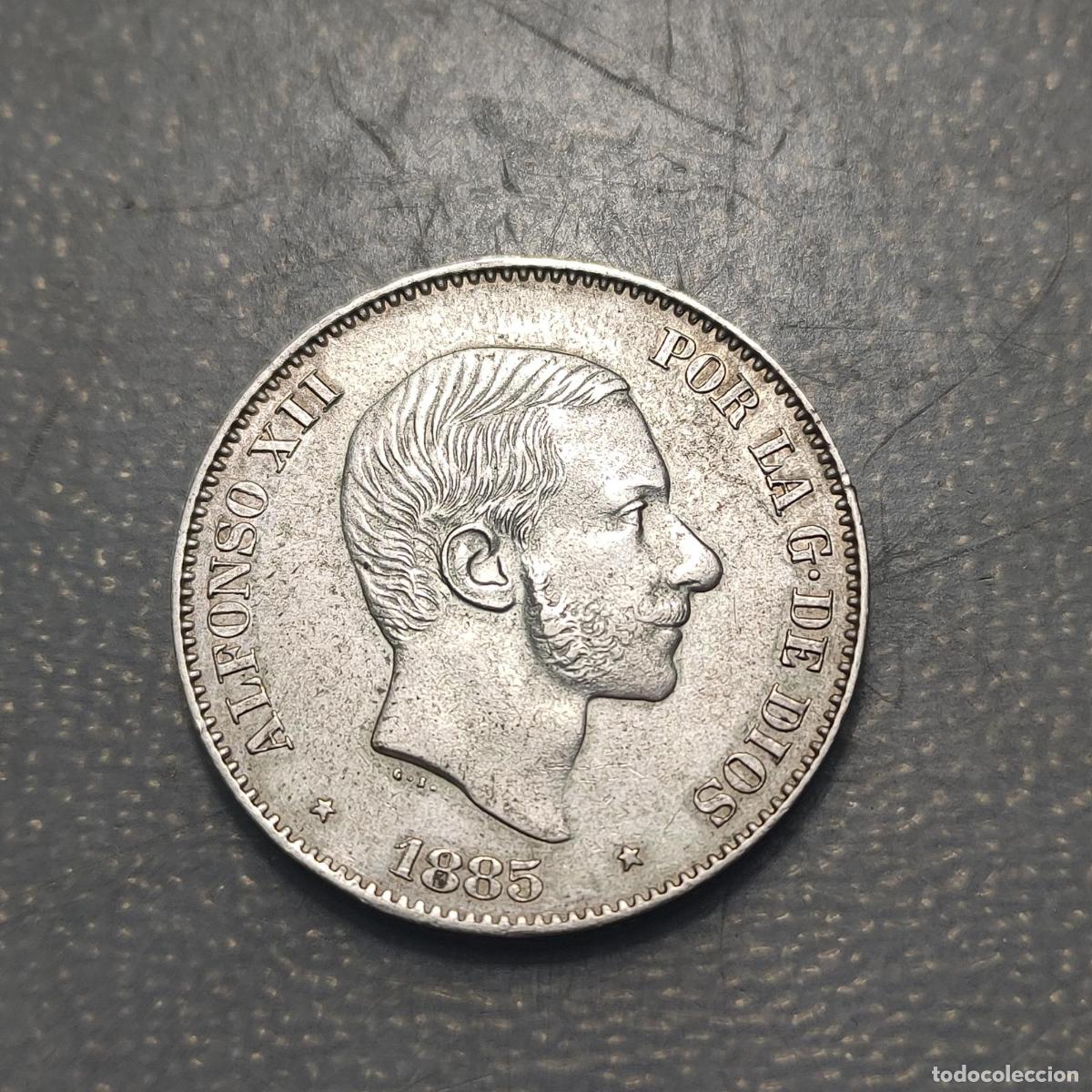 Monedas antiguas de Asia: FILIPINAS PHILIPPINES MANILA ALFONSO XII 50 CENTAVOS DE PESO 1885