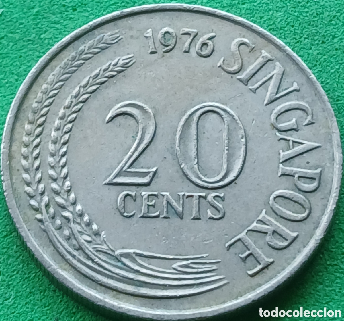 Monedas antiguas de Asia: Singapur 20 cents 1976 km#4 sin marca de ceca