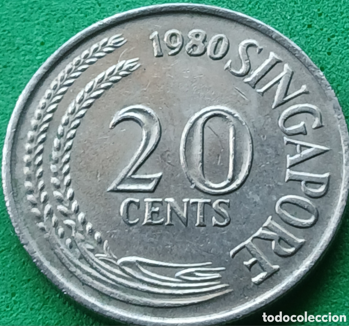 Monedas antiguas de Asia: Singapur 20 cents 1980 km#4 sin marca de ceca