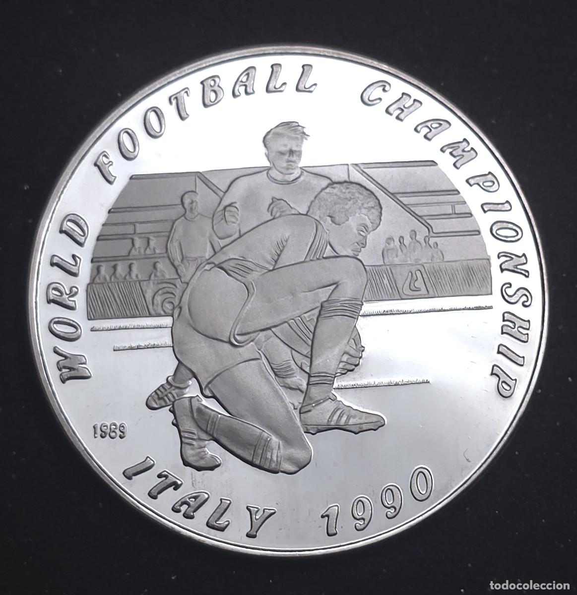 Monedas antiguas de Asia: MONEDA DE PLATA LAOS 50 KIP COPA MUNDIAL ITALIA 1990 PROOF