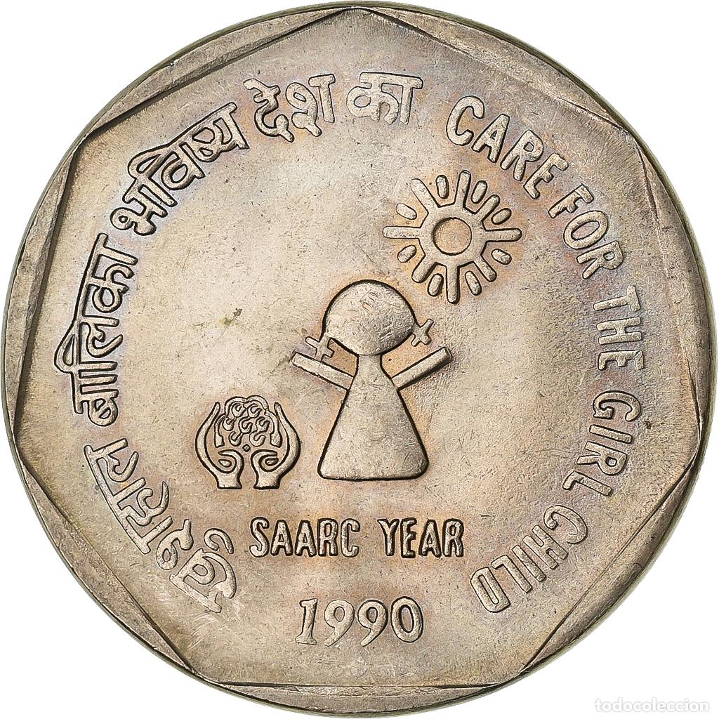 Monedas antiguas de Asia: [#199066] India, Rupee, 1990, Mumbai, Cobre - n&iacute;quel, EBC, KM:87.1