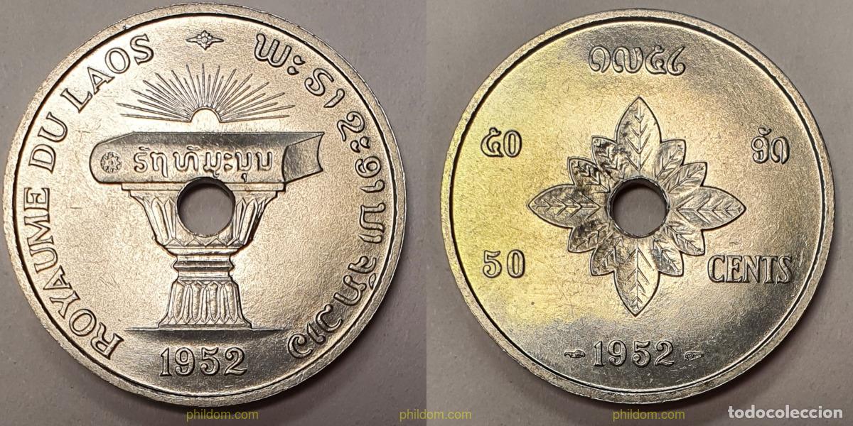Monedas antiguas de Asia: 1028 LAOS 1952 ROYAUME DU LAOS 1952 50 CENTIMOS ALUMINI