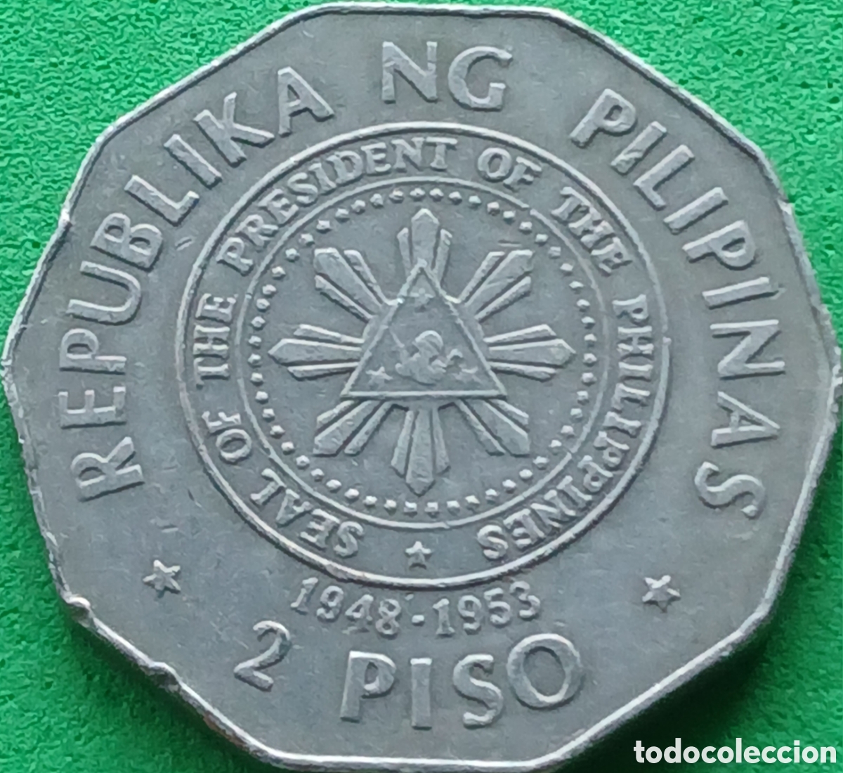 Monedas antiguas de Asia: Filipinas 2 pesos 1990 km#253 Elpidio Rivera Quirino, poco com&uacute;n