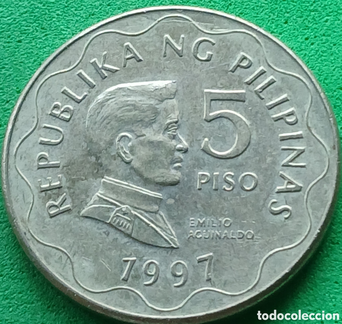Monedas antiguas de Asia: Filipinas 5 pesos 1997 km#272 sin marca de ceca