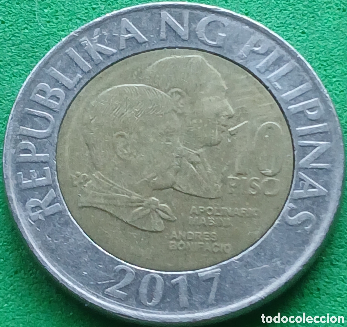 Monedas antiguas de Asia: Filipinas 10 pesos 2017 km#278 poco com&uacute;n