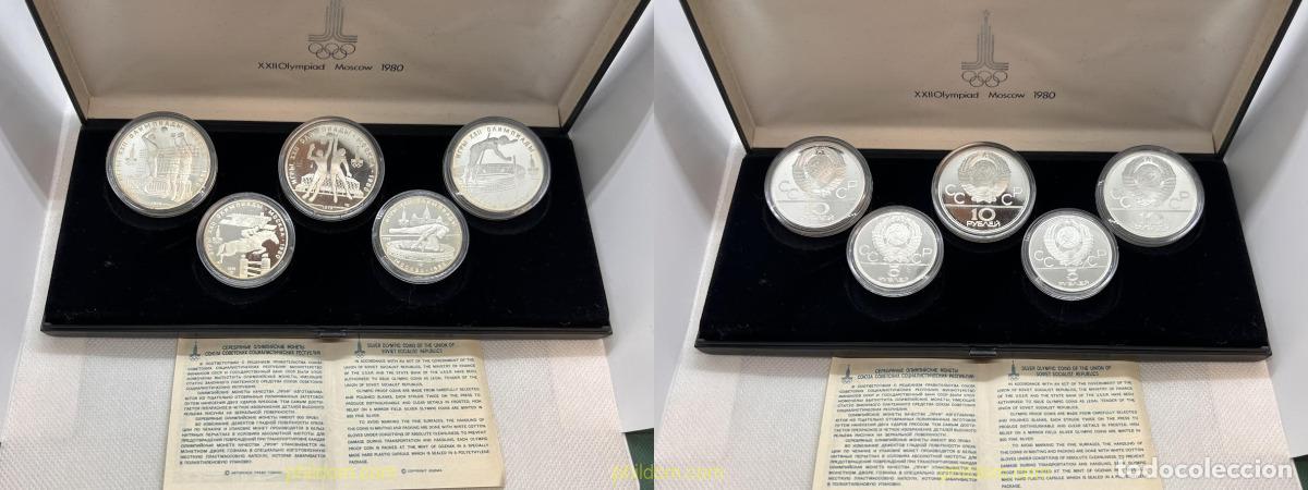 Monedas antiguas de Asia: 5285 RUSIA 1980 ESTUCHE CINCO MONEDAS RUBLOS OLIMPIADAS 1980 MOSC&Uacute;