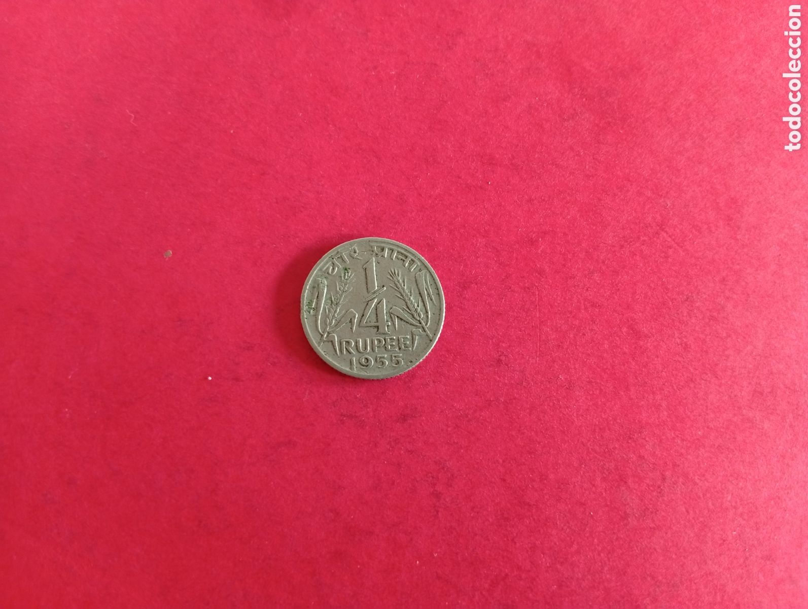 Monedas antiguas de Asia: 1/4 rupia de la India 1955