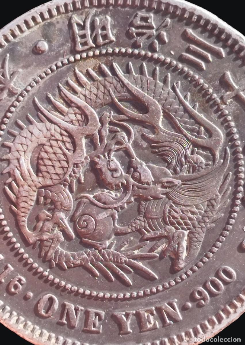 Monedas antiguas de Asia: 1 Yen de Plata 1904 (Meiji 37) - Drag&oacute;n - Peso 26,93g - Preciosa P&aacute;tina Oscura