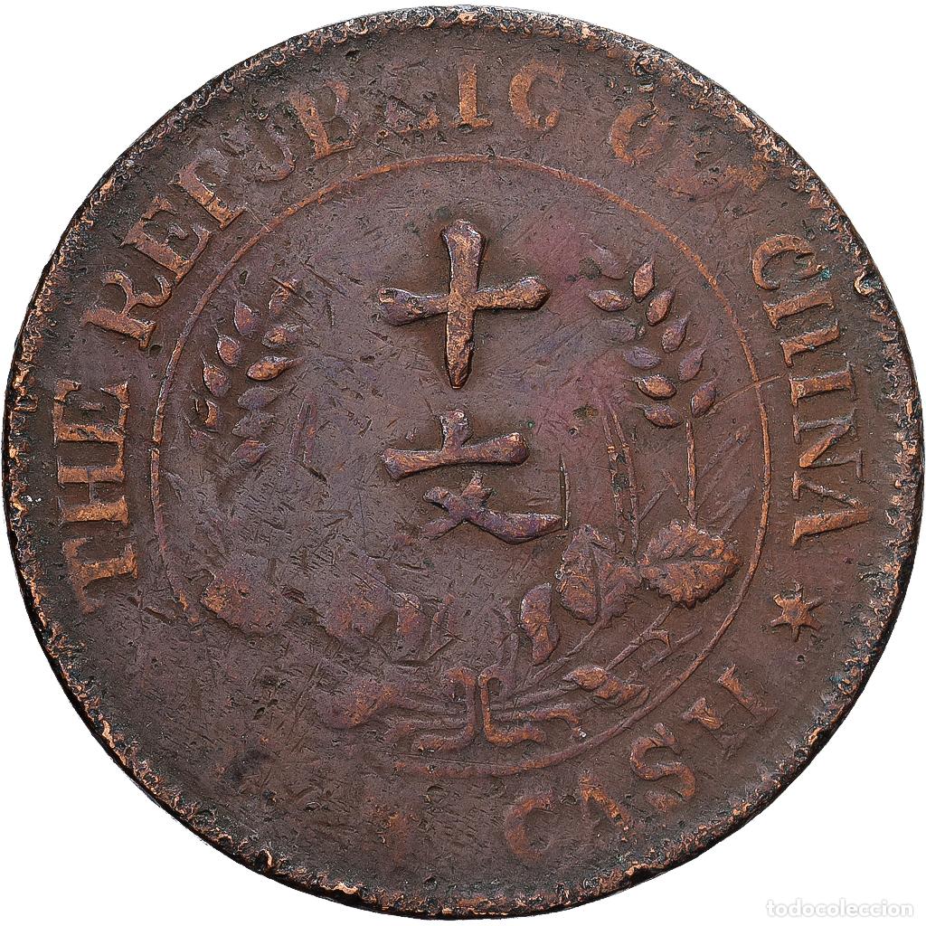 Monedas antiguas de Asia: [#1513160] CHINA, REP&Uacute;BLICA DE, 10 Cash, 10 Wen, 1920, Cobre, BC+, KM:303