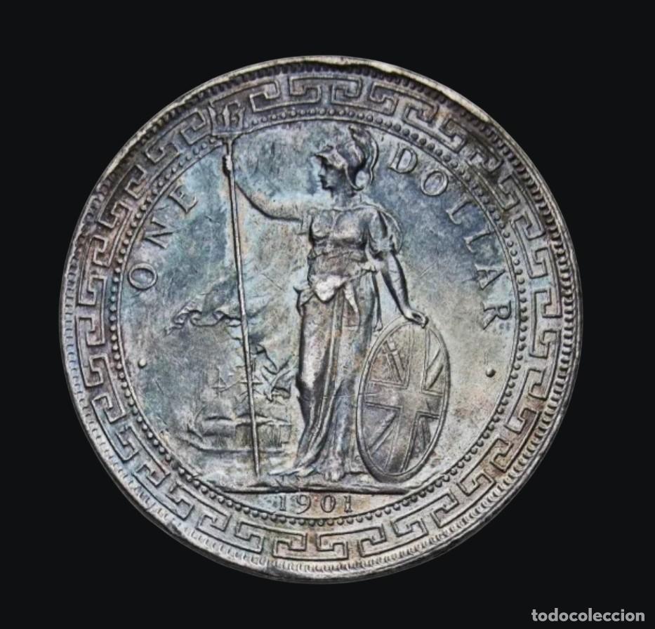 Monedas antiguas de Asia: British Trade Dollar 1901-C (Calcuta) - Plata, preciosa patina
