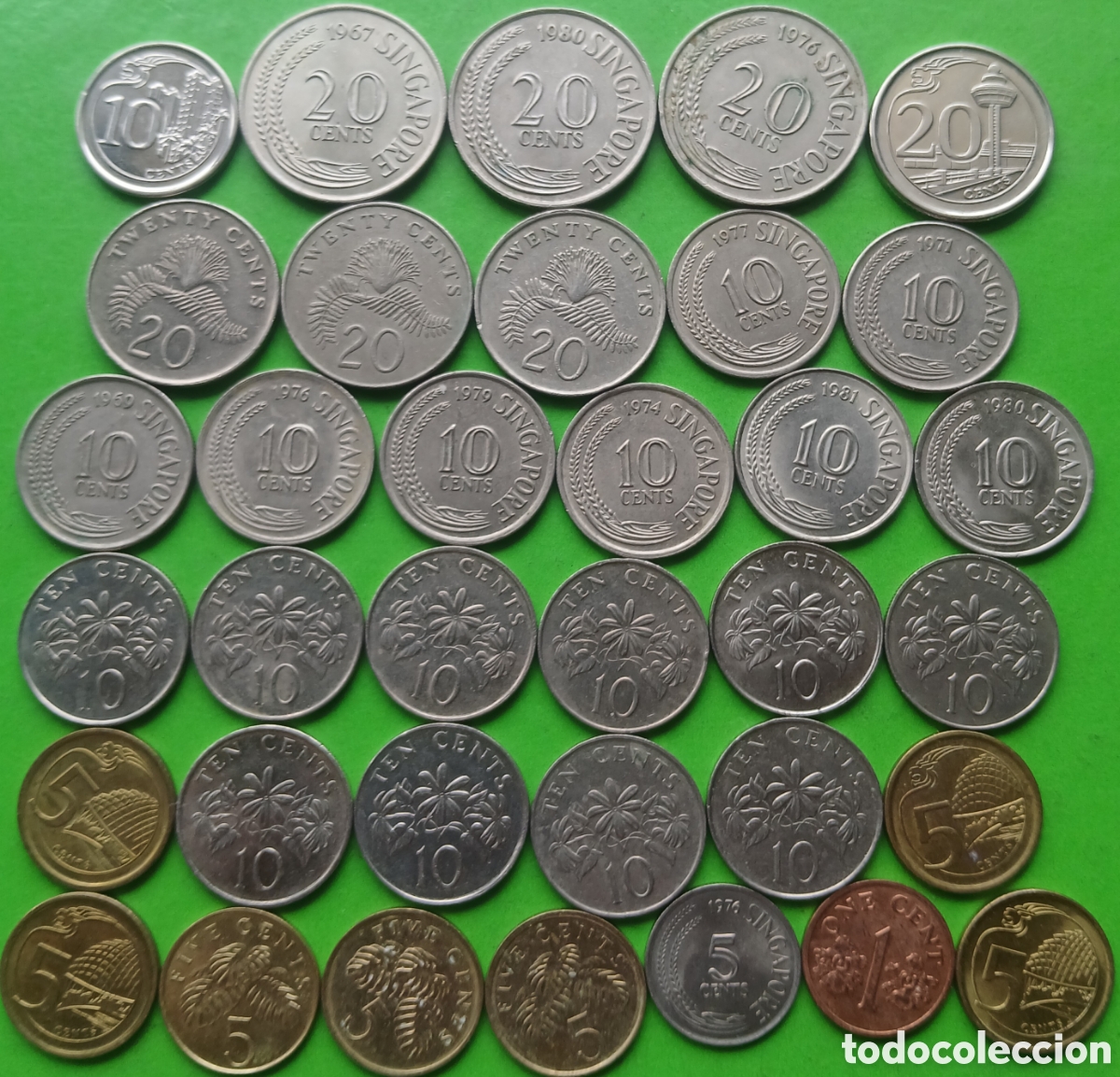 Monedas antiguas de Asia: Singapur lote 35 monedas/diferentes fechas.