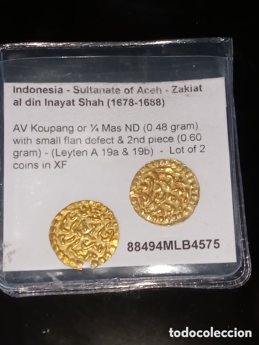 Monedas antiguas de Asia: 2 monedas de oro kupang sultanato Aceh