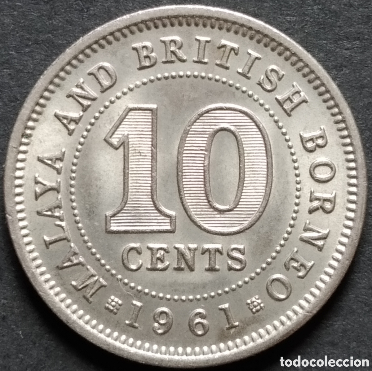 Monedas antiguas de Asia: MONEDA - MALAYA Y BORNEO BRIT&Aacute;NICO 10 CENTS 1961 (SIN MARCA DE CECA)