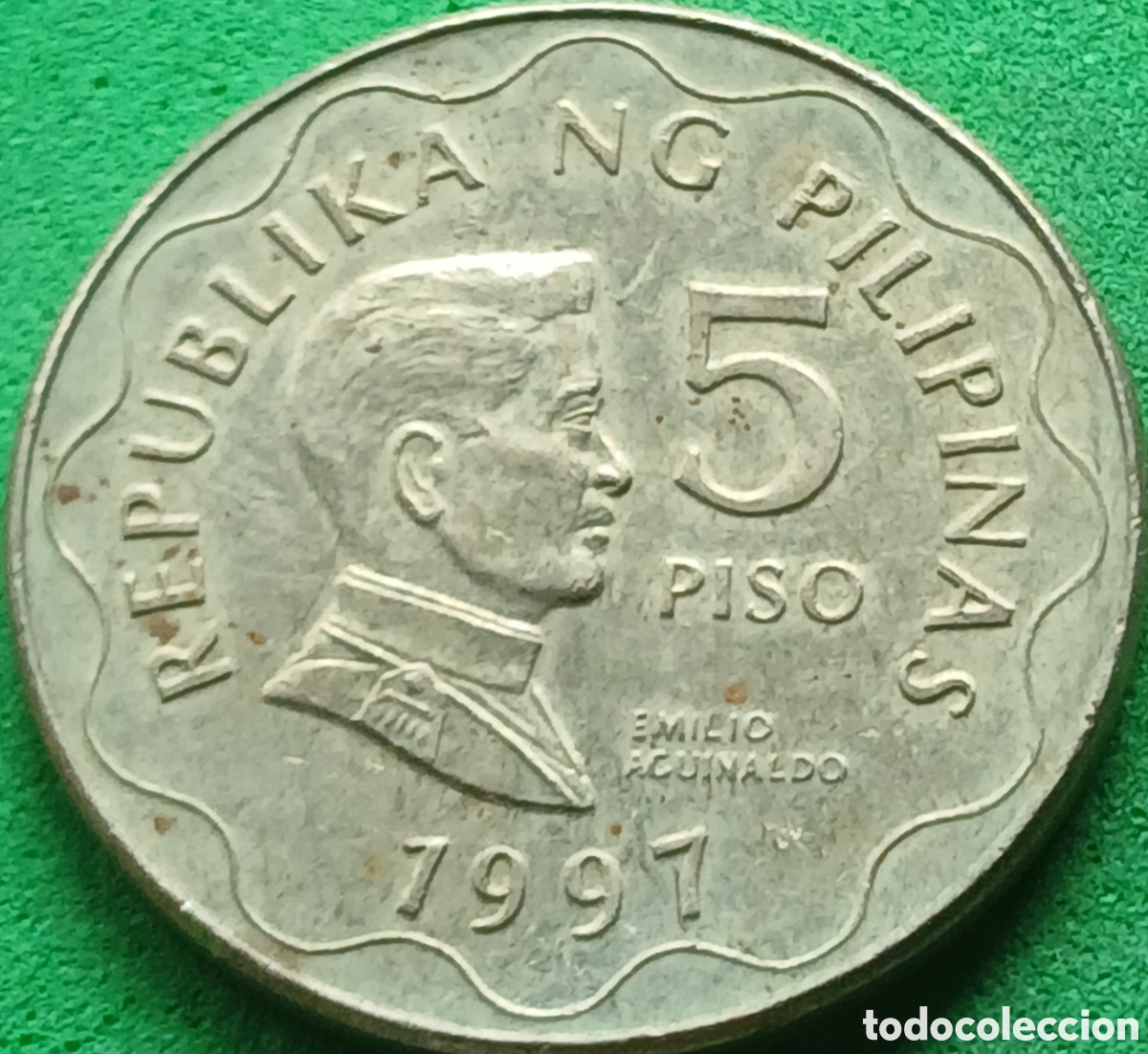 Monedas antiguas de Asia: Filipinas 5 pesos 1997 km#272 sin marca de ceca